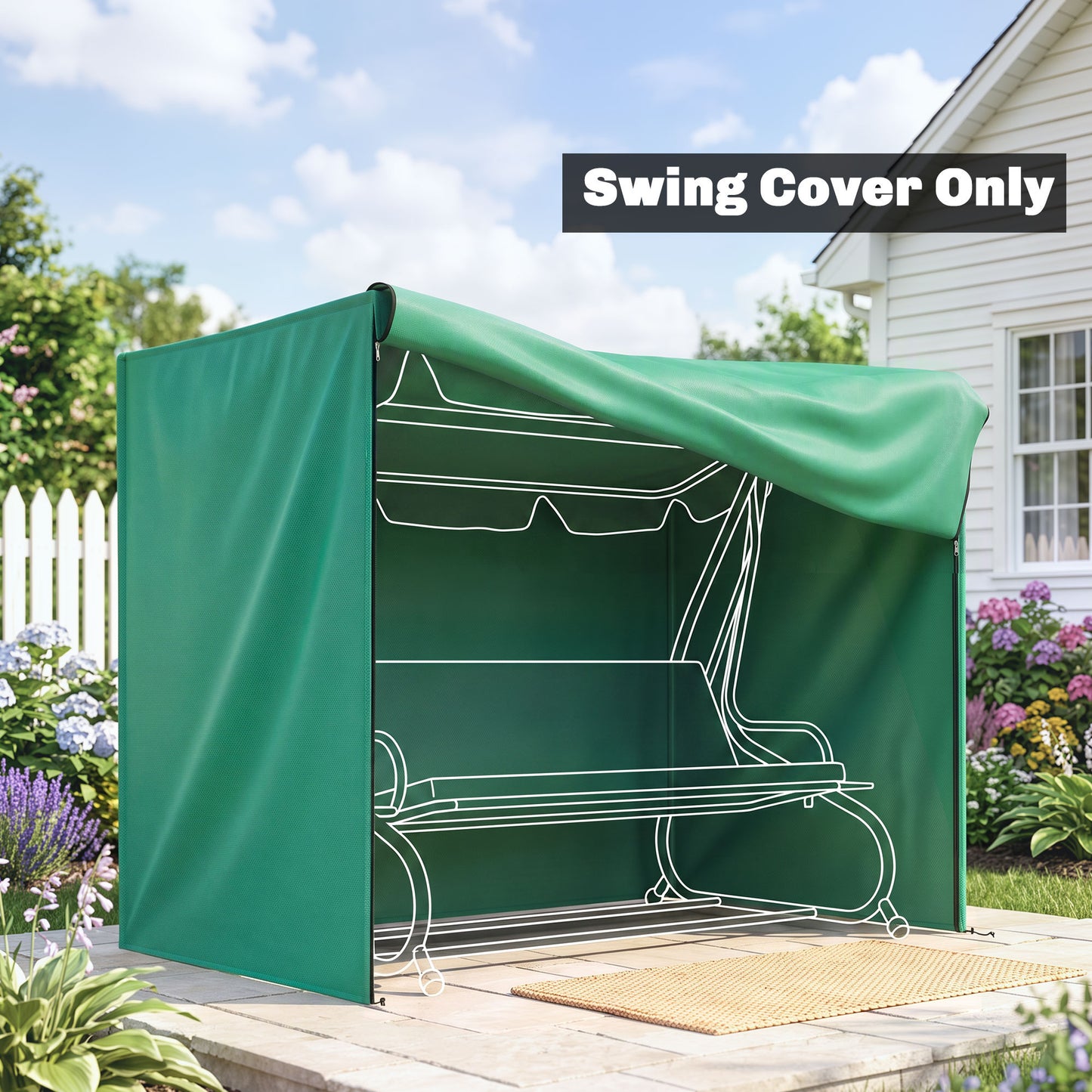 220 x 125cm Three-Seater Swing Chair Protective Cover - Green