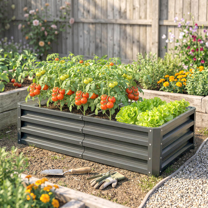 Rectangle Raised Garden Bed Box with Weatherized Steel Frame for Vegetables, Flowers, & Herbs, 120 cm x 60 cm x 30.5 cm