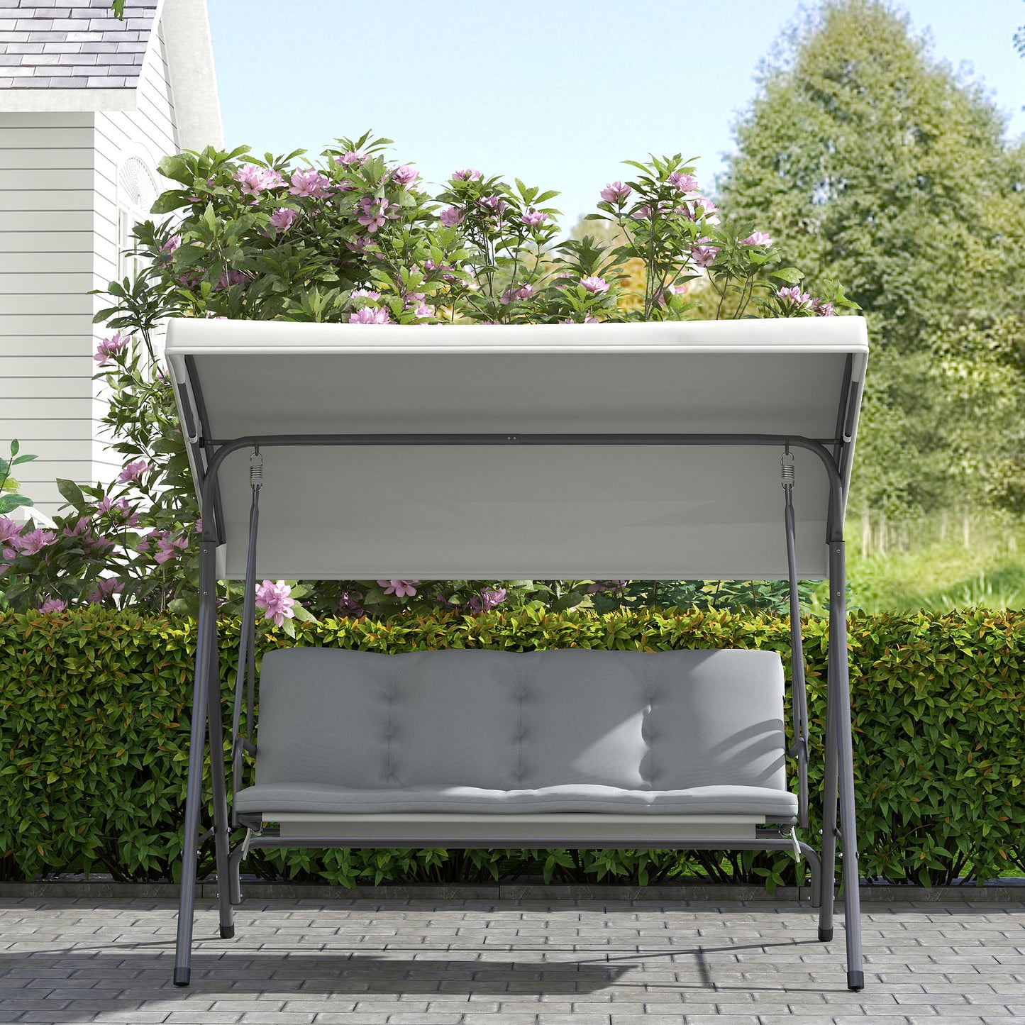 Three-Seater Garden Swing Seat - Light Grey