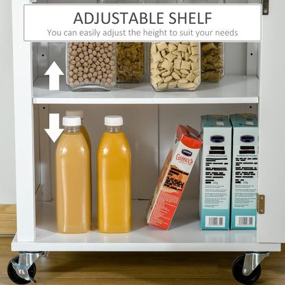Kitchen Storage Trolley on Wheels with Bamboo Worktop, Rolling Kitchen Island Cart with Drawer and Towel Rack for Dining Room