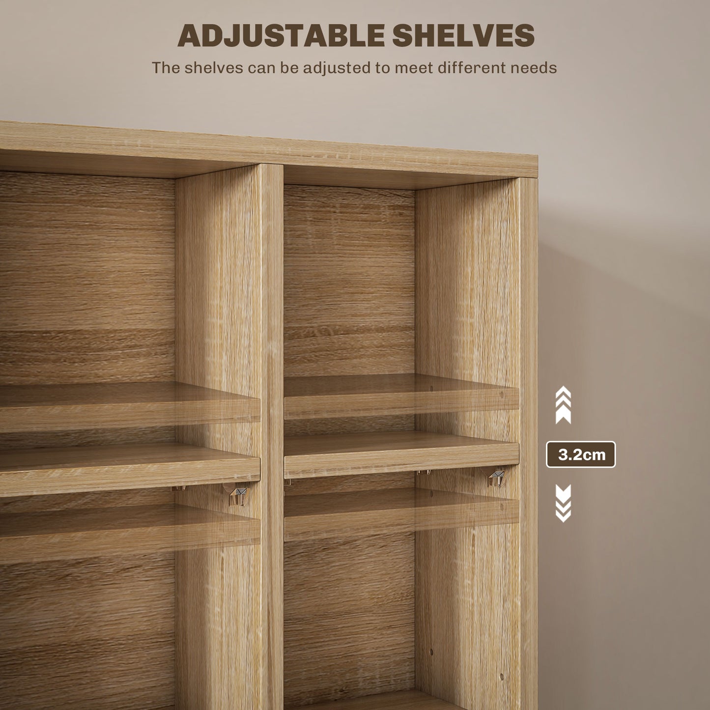 CD Storage Unit with Adjustable Shelves, Suitable for up to 456 CDs, 89 x 130.5 cm, Nature Wood Finish