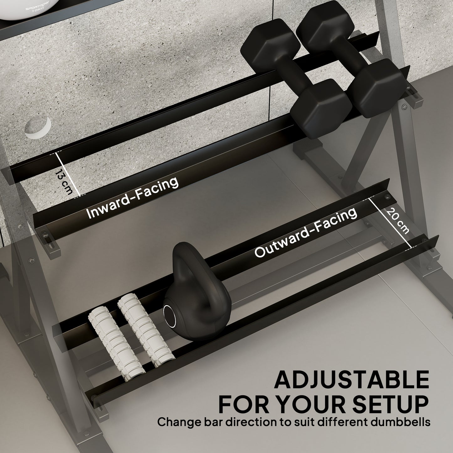 3-Tier Adjustable Dumbbell Rack, Heavy-Duty Weight Rack for Dumbbells, Kettlebells and Multiple Balls