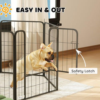 Eight-Panel Dog Playpen with Door, for Large Dogs, Indoors, Outdoors, 80cm Tall, Black