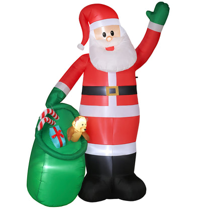9ft/275 cm Christmas Inflatable Santa with Bear Sack, Giant Christmas Blow Up Decoration with Built-in LED Lights for Garden