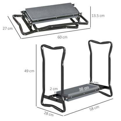 2 In 1 Garden Kneeler Seat Kneeling Pad Support Bench Foldable Knee Protector, Grey