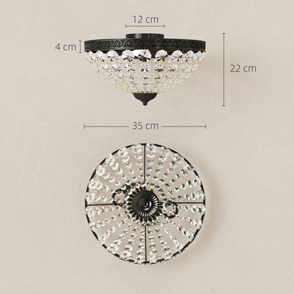 Crystal Chandelier Ceiling Light with 168 Octagonal Beads, Vintage 2-Light Flush Mount Ceiling Light for Living Room