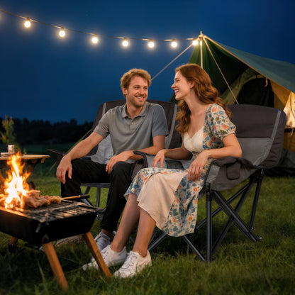 Portable Padded Camping Chair, with Bag - Black/Grey