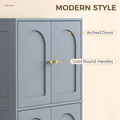 4-Door Kitchen Storage Cabinet with Adjustable Shelves - Grey