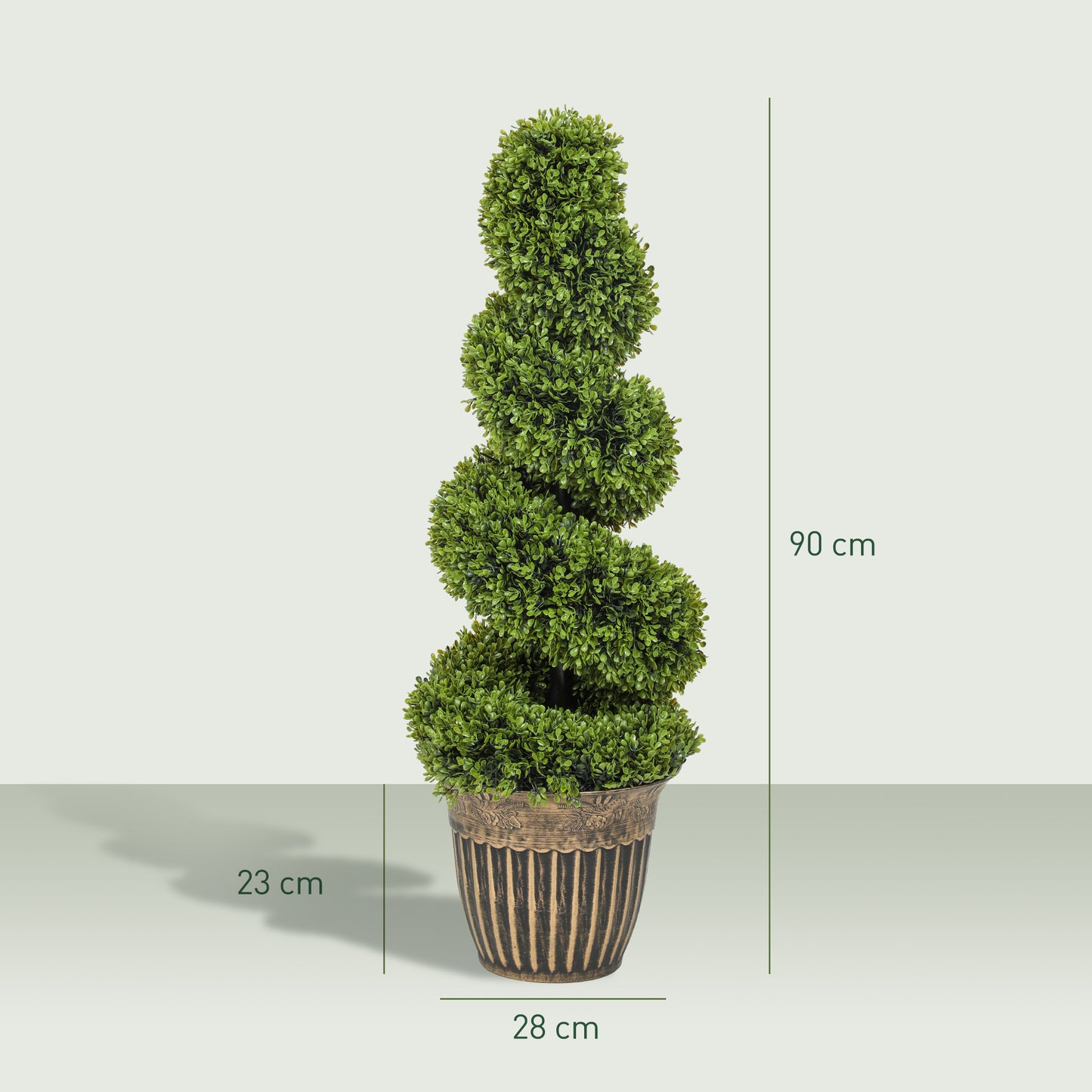 Set of 2 Artificial Plants, Topiary Spiral Boxwood Trees with Pot, for Home Indoor Outdoor Decor, 90cm