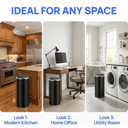 50L Automatic Motion Sensor Rubbish Bin with Fingerprint Resistant, Stainless Steel, Black