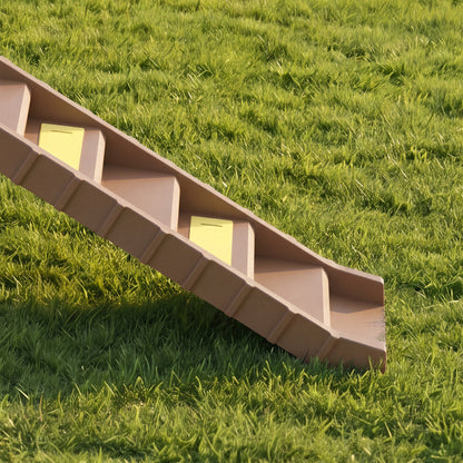 Dog Car Ramp with Anti-Slip Steps, 10-Steps Pet Stairs for Pets to Access Cars and High Beds, Brown