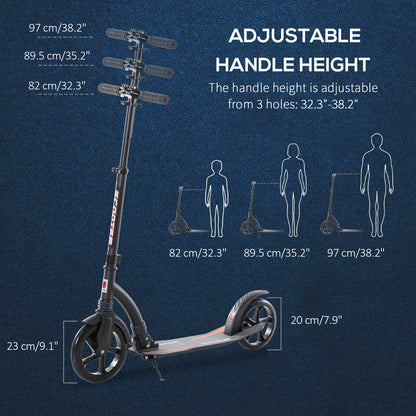 Foldable Kick Scooter with Double Shock Absorption and Big Wheels