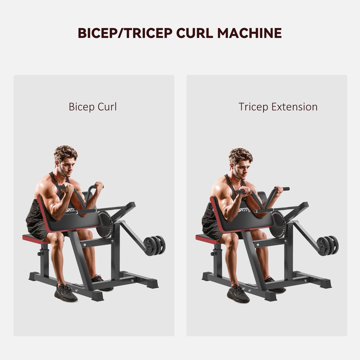Adjustable Preacher Curl Bench, Multi-Functional Weight Bench with Handlebar and Elbow Cushion for Home and Outdoor Gym