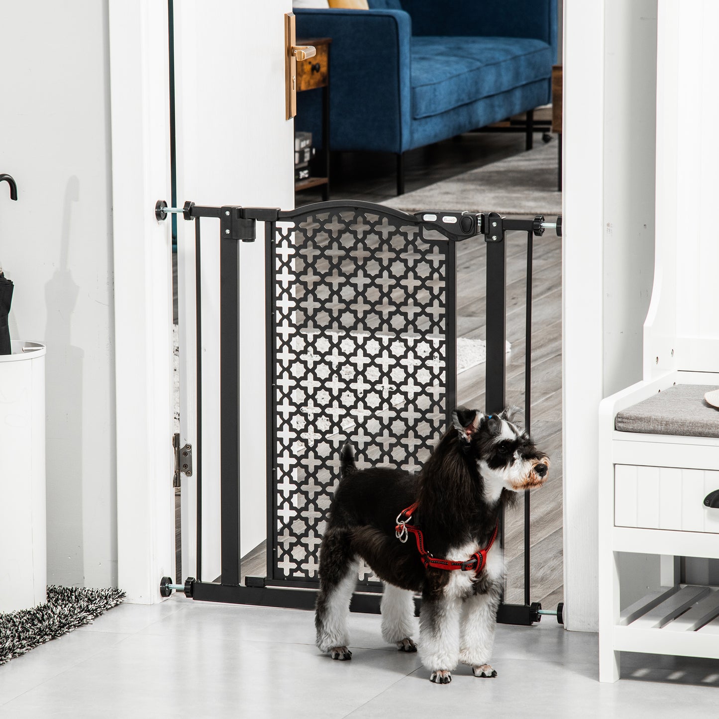 74-80 cm Pressure Fit Safety Gate for Doorways and Staircases, Dog Gate, Pet Barrier for Hallways with Auto Close