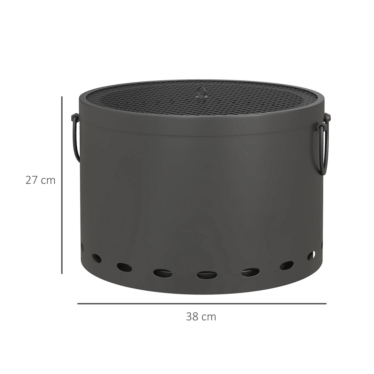 Smokeless Fire Pit, 38cm Portable Wood Burning Firepit with Spark Screen and Poker