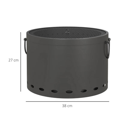 Smokeless Fire Pit, 38cm Portable Wood Burning Firepit with Spark Screen and Poker