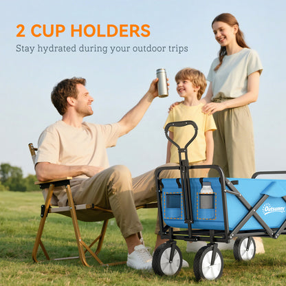 135L Festival Trolley on Wheels, Folding Wagon Camping Trolley Cart with Adjustable Handle, Dual Brakes