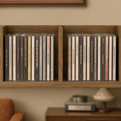 Wall Mount 84 CD / 56 DVD/Blu-ray/ Media Storage Rack 4 Cubes Wooden Shelf Organizer Unit Bookcase Display, Walnut