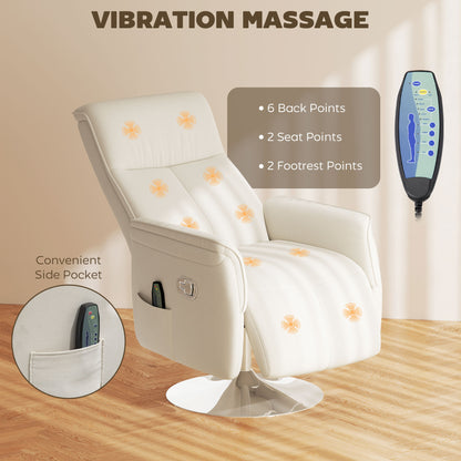 10-Point Massage Recliner Armchair - Cream