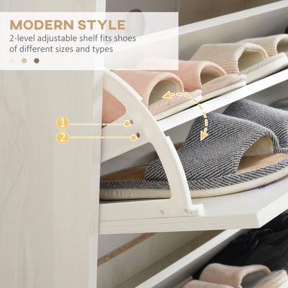Narrow Shoe Cabinet, Slim Shoe Storage Cabinet with 3 Flip Drawers and Adjustable Shelves