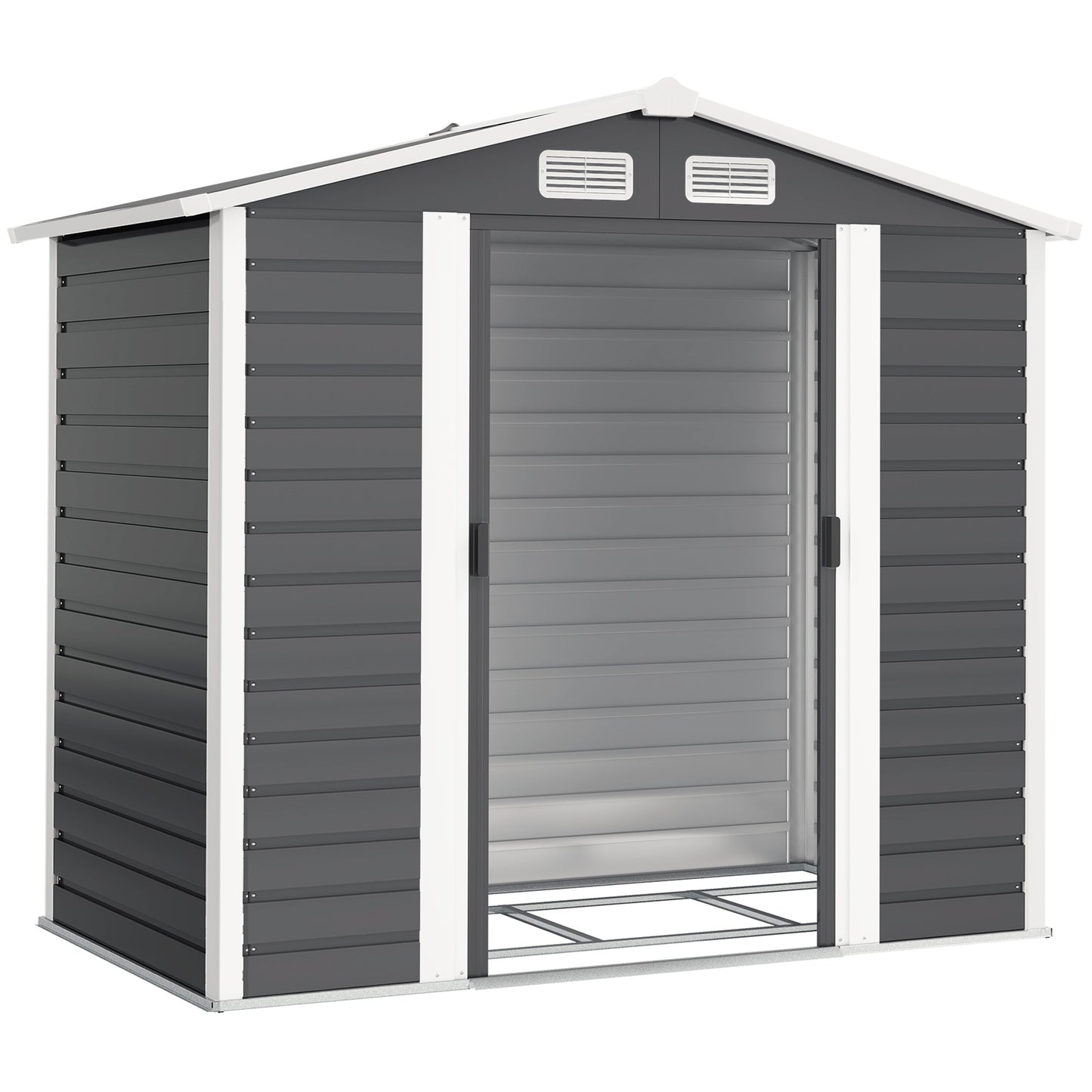 7 x 4ft Garden Shed, Easy to Assemble, Upgraded Galvanised Steel Frame with Foundation Kit, Double Doors with Lock