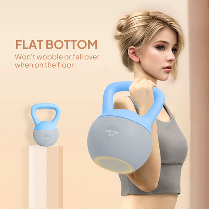 6KG Soft Kettlebell, Kettlebell with Non-Slip Handle for Home Gym, Weight Lifting, Strength Training, Light Blue/Grey