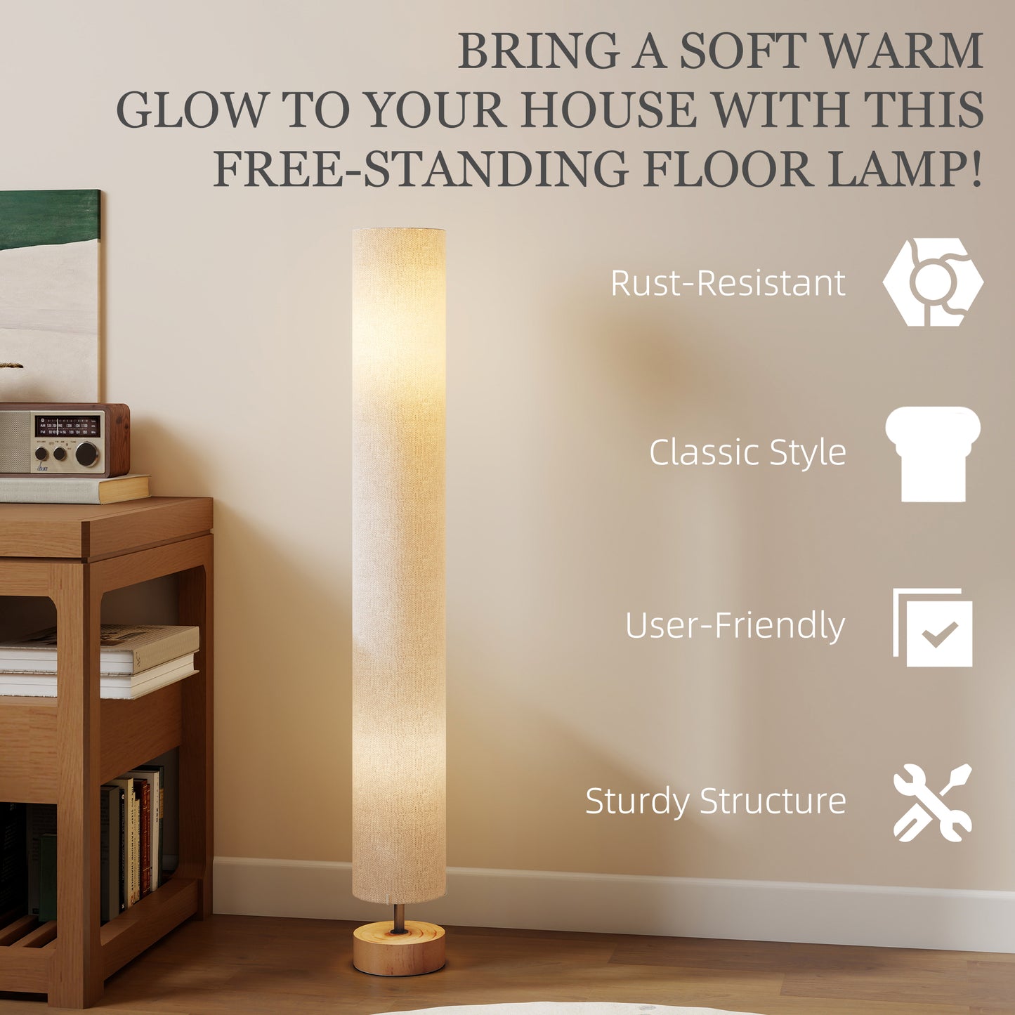 LED Floor Lamp for Living Room, 120cm Modern Standing Lamp with 3000K/4500K/6500K Colour Temperatures