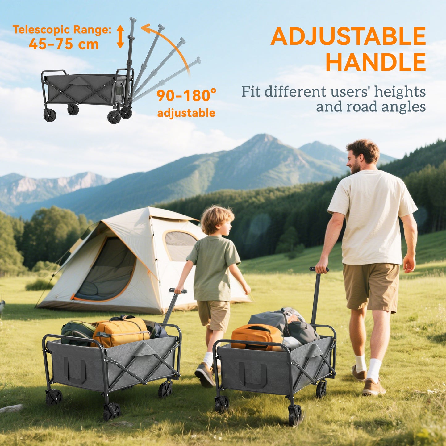 93L Festival Trolley on Wheels, Garden Folding Trolley Cart