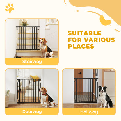 Extra Wide Dog Gate, with Door Pressure, for Doorways, Hallways, Staircases - Black