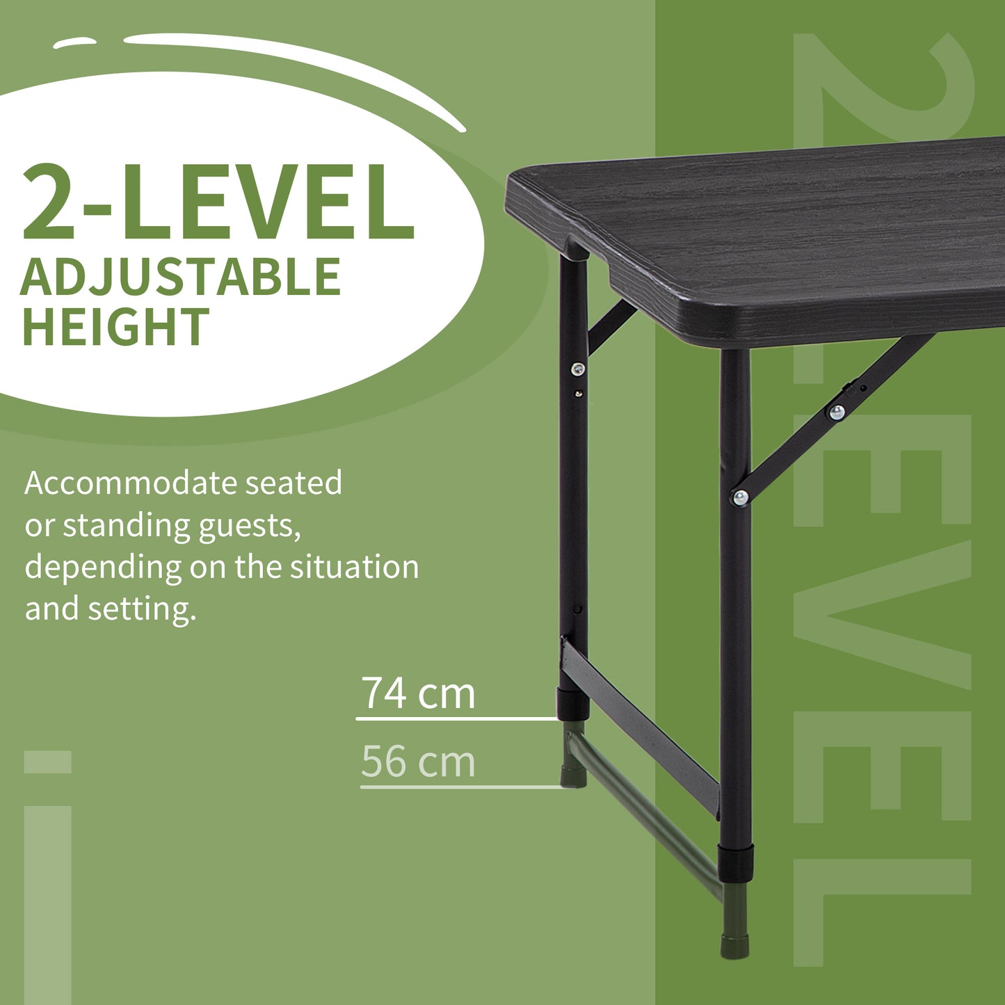 Foldable Patio Dining Table for 4, Height Adjustable Outdoor Table for Garden, Lawn, Dark Grey