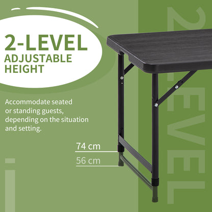 Foldable Patio Dining Table for 4, Height Adjustable Outdoor Table for Garden, Lawn, Dark Grey