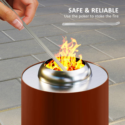Smokeless Fire Pit, 16 x 16 cm Stainless Steel Portable Wood Burning Firepit with Poker