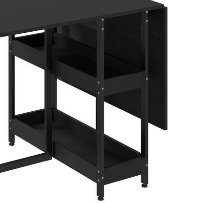 Four-Person Drop Leaf Table - Black Wood-Effect