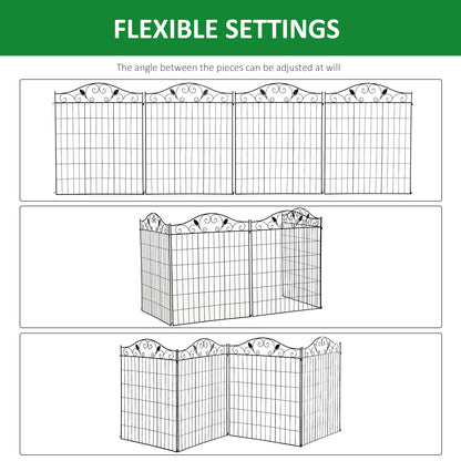 Garden Decorative Fence 4 Panels 44in x 12ft Metal Wire Landscape Border Edging