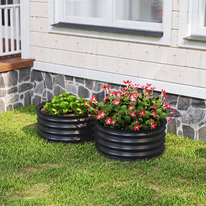 Set of 2 Raised Garden Bed, Metal Planter Box with Safety Edging, Easy-to-assemble Stock Tank, Dark Grey