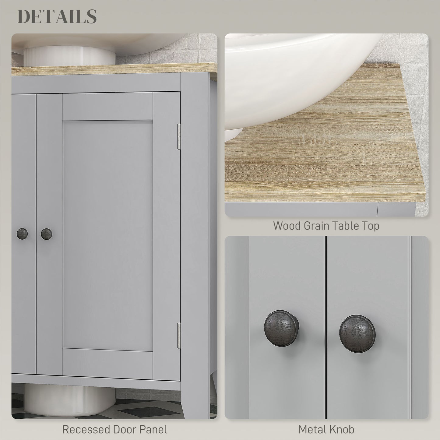 Under Sink Cabinet, Bathroom Sink Cabinet with 2 Doors, Pedestal Under Sink Design