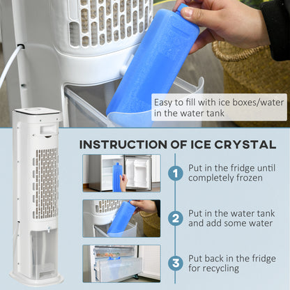 Evaporative Air Cooler, 5L Water Tank Oscillating Ice Cooling Fan with 3 Modes, 3 Speeds, Remote Control, Timer