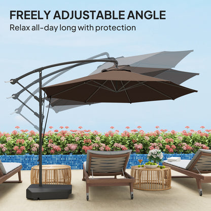 3(m) Garden Cantilever Parasol with Fillable Base up to 90kg, Wind Protection Strap, Cover