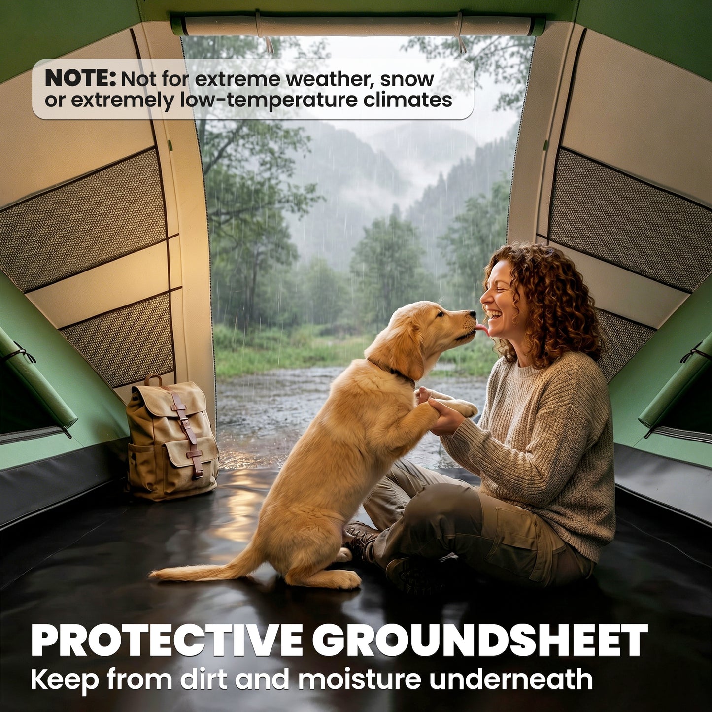 4 Man UV Protection Camping Tent - Green and White