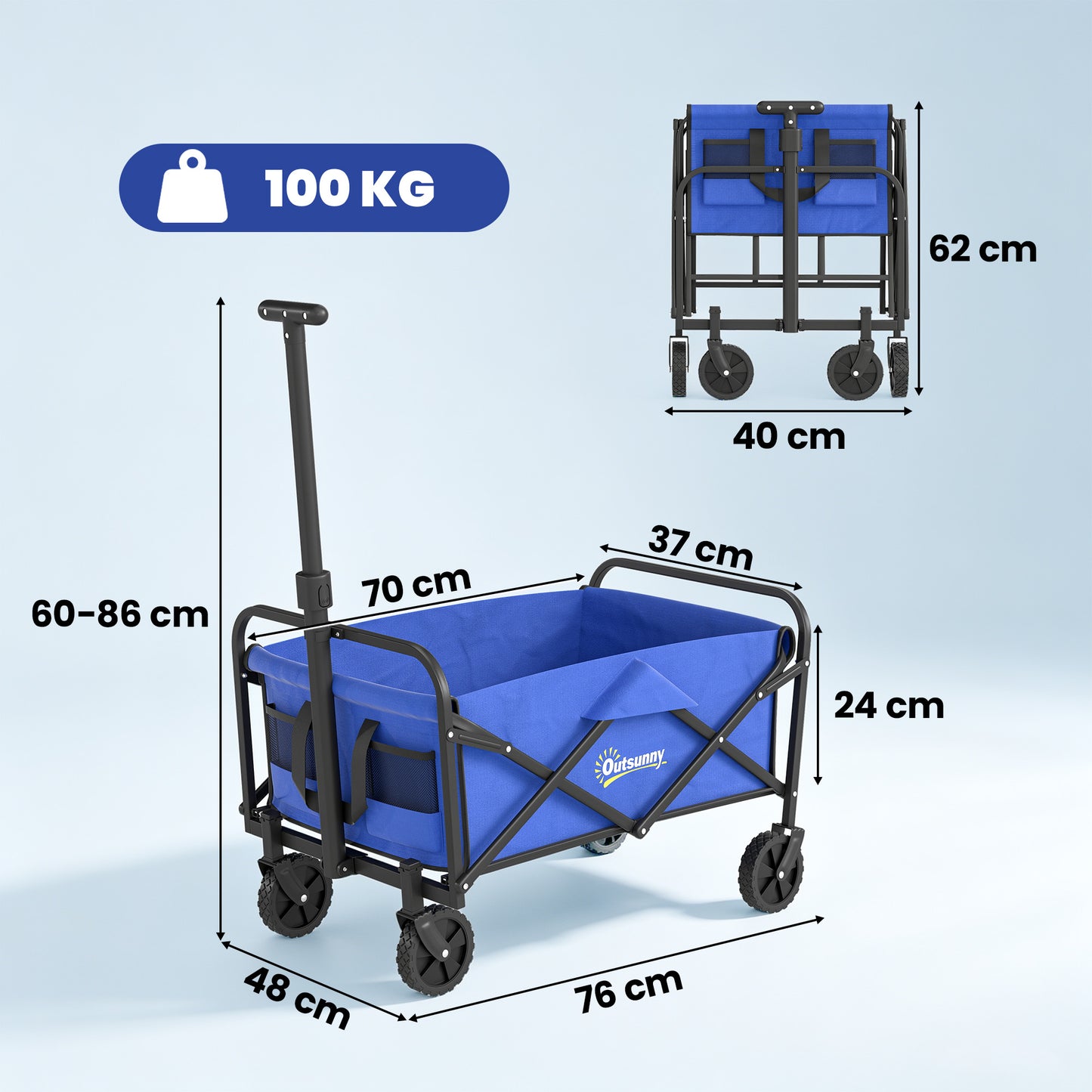 93L Festival Trolley on Wheels, Garden Folding Trolley Cart