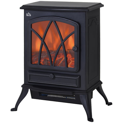 Electric Stove Heater with Realistic Flame Effect, 2000W Portable Indoor Freestanding Electric Fireplace with Adjustable Ther