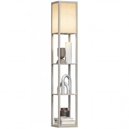 3-Tier Floor Lamp with Shelves and Storage, Modern Corner Standing Lamp with Lampshade, Foot Switch for Living Room, Bedroom