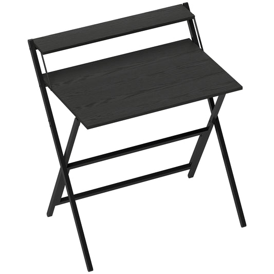 81.5 cm Folding Computer Desk with Monitor Shelf - Black