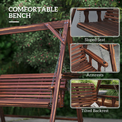 Three-Seater Wooden Swing Bench