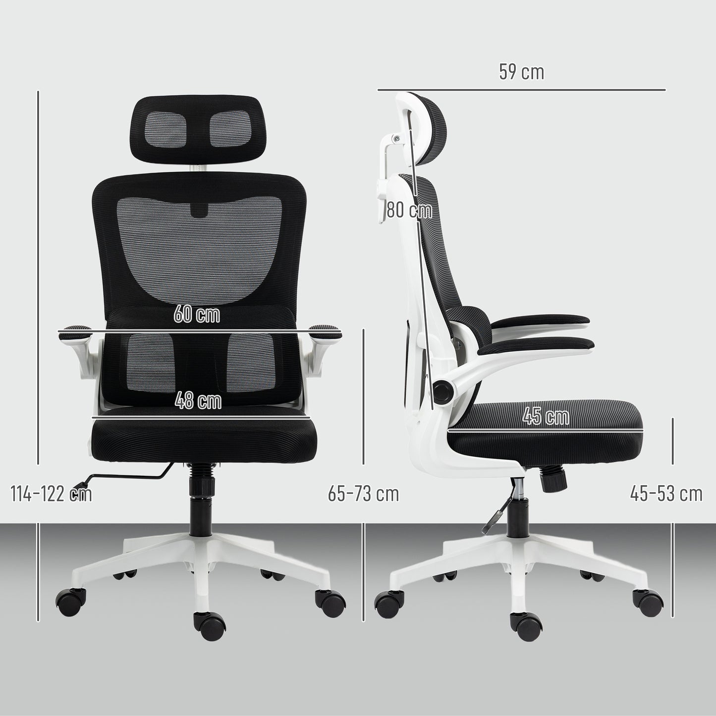 Ergonomic Office Chair, High Back Mesh Computer Desk Chair with Adjustable Headrest and Lumbar Support, Rotatable Armrests