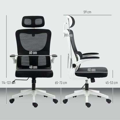 Ergonomic Office Chair, High Back Mesh Computer Desk Chair with Adjustable Headrest and Lumbar Support, Rotatable Armrests