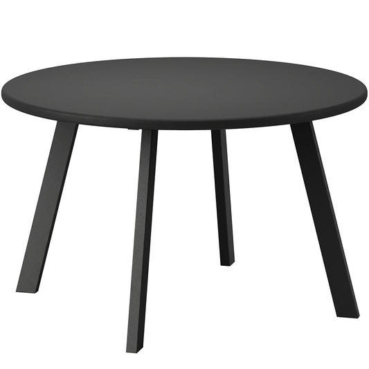 70cm Round Coffee Table, Outdoor Garden Table with Non-Slip Foot Pads and Metal Frame for Garden, Terrace, Balcony