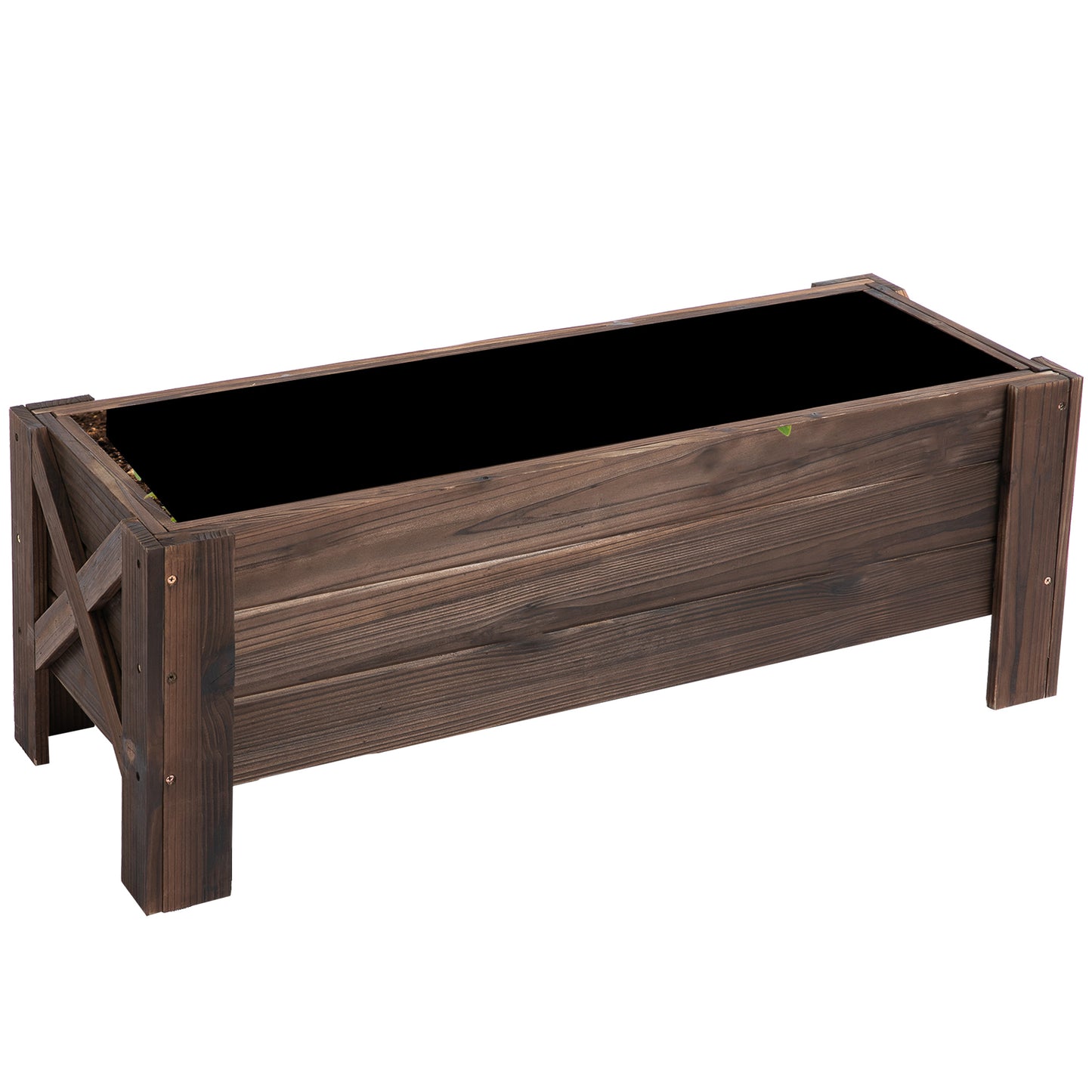 58L Garden Raised Bed Planter Grow Containers for Outdoor Patio Plant Flower Vegetable Pot Fir Wood, 100 x 36.5 x 36 cm