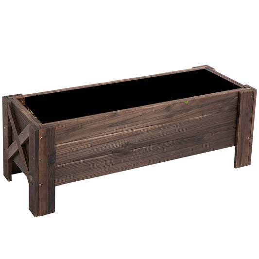 58L Garden Raised Bed Planter Grow Containers for Outdoor Patio Plant Flower Vegetable Pot Fir Wood, 100 x 36.5 x 36 cm