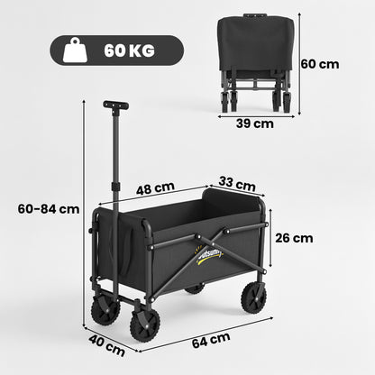 62L Festival Trolley on Wheels, Portable Small Folding Trolley Cart